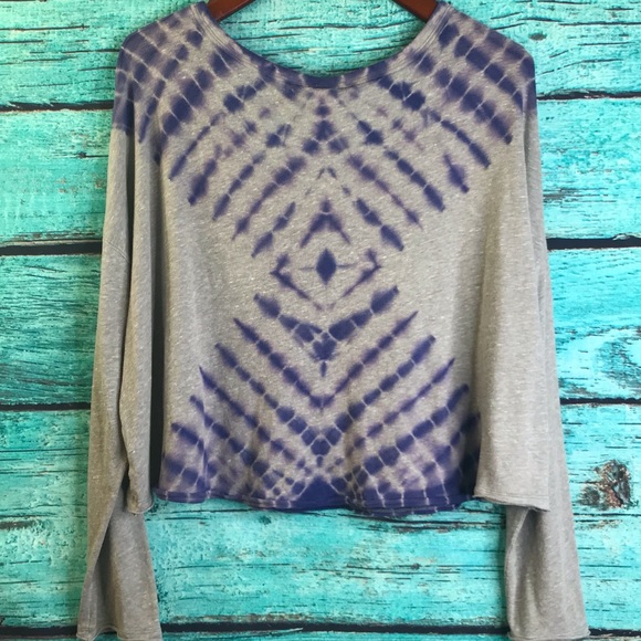 We the Free People Tie Dye Long Sleeve Cropped Tee - Picture 2 of 4